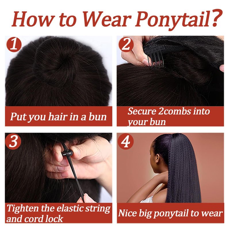 SAKALAKA Ponytail Extension Drawstring Human Hair Clip in Pony Tail Hair Extensions for Black Women Curly Wave Thick Natural Looking Hair Pieces Kinky Straight Human Hair Ponytail（16Inch）