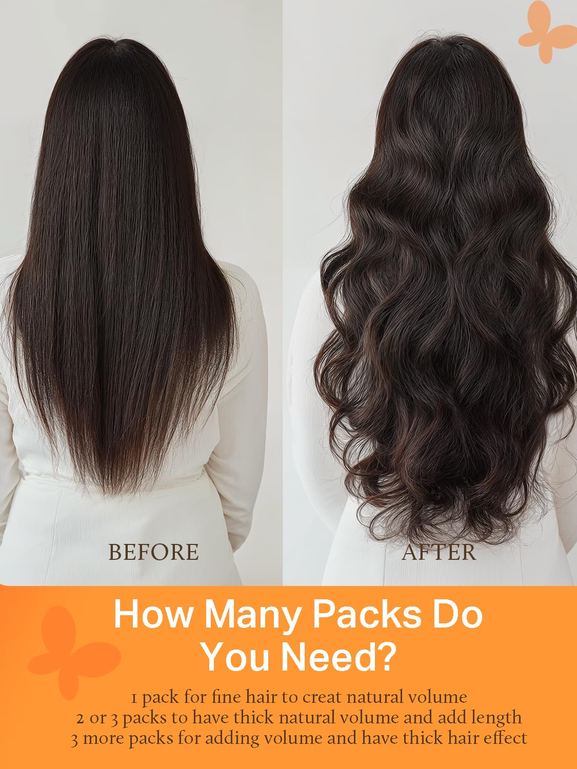 DOORES Sew in Hair Extensions Natural Straight, 18 Inch Balayage Dark Brown to Chestnut Brown 50g, Weft Hair Extensions Human Hair Virgin