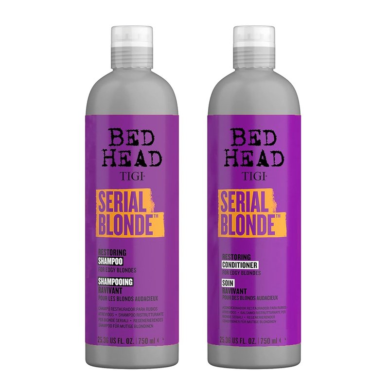 TIGI Bed Head Serial Blonde Shampoo & Conditioner Set - Restores Damaged Blonde Hair | 25.36 fl oz, 2 Pack