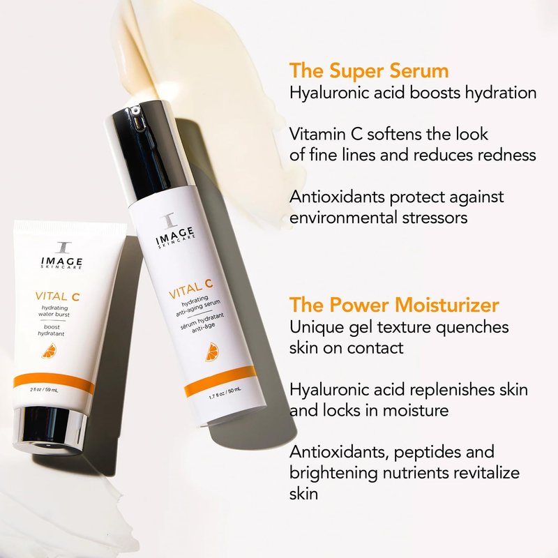 IMAGE Skincare VITAL C Super Duo, Hydrating Water Burst & Anti-Aging Face Serum, Skincare Kit with Vitamin C & Hyaluronic Acid to Refresh & Smooth Skin