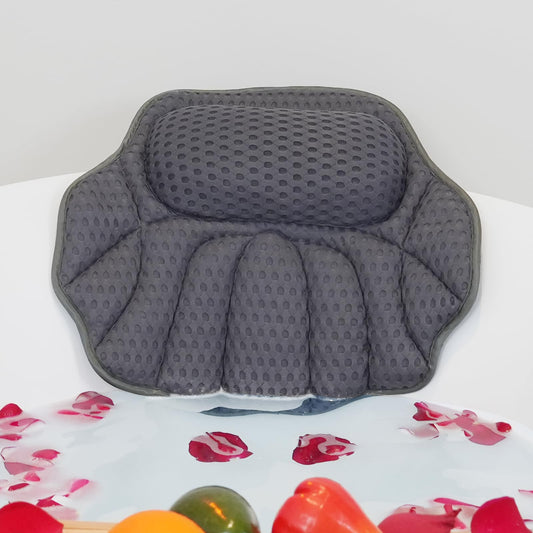 Luxury Bathtub Pillow, Mesh Bath Pillow with Suction Cups Bath Pillow for Women Relaxing, Bath Pillows for Tub Neck and Back Support,Fits All Bathtub (Gray)