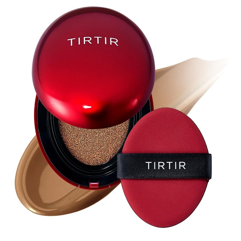 TIRTIR Red Cushion Foundation - Full Coverage, Weightless Korean BB Makeup | Satin Glow Finish, 0.63 Fl Oz (#43N Deep Cocoa)