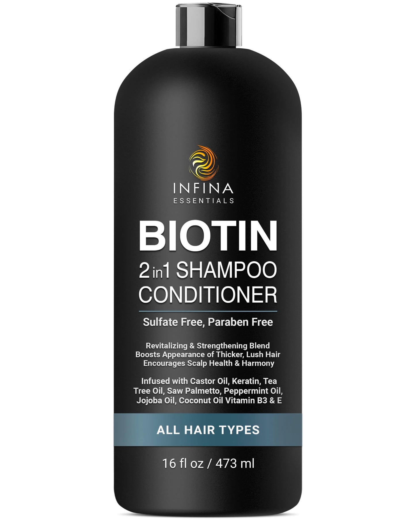 Biotin 2-in-1 Shampoo and Conditioner for Men & Women, 16 fl oz
