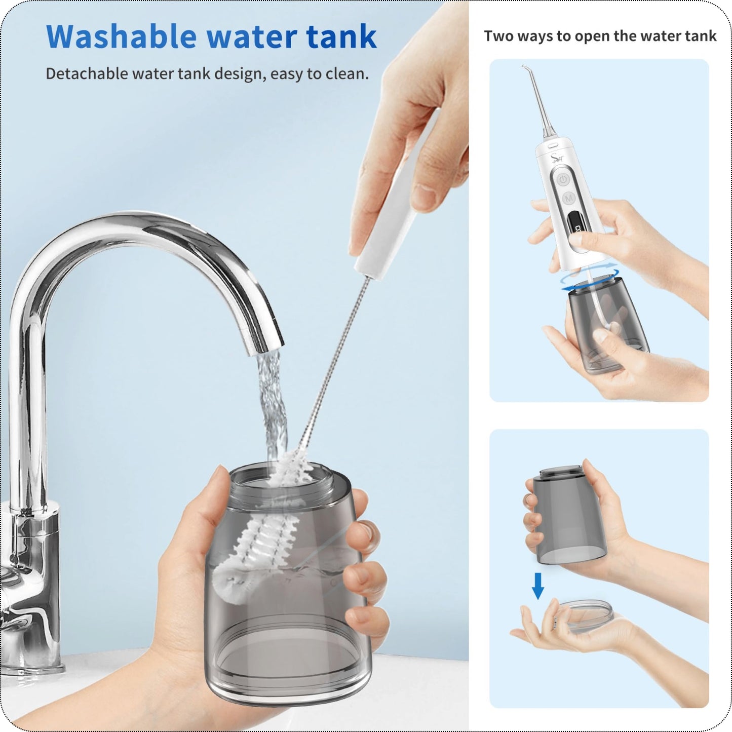 Sadat Cordless Water Dental Flosser – 9 Modes, LED Screen, 300ML Portable Oral Irrigator, Rechargeable & IPX7 Waterproof, Teeth Cleaning Picks for Home & Travel White