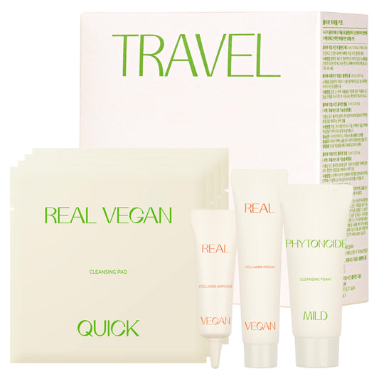 KLAVUU Travel Essential Kit, 4-Step Korean Skincare Set