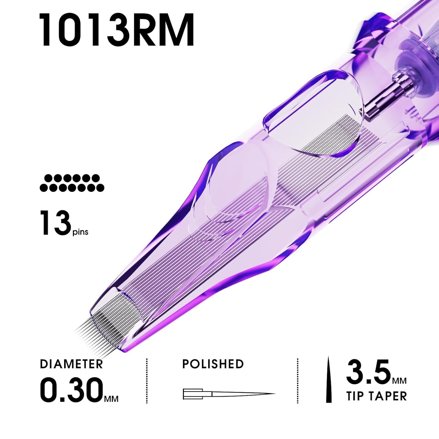 Tattoo Cartridge Needles - #10 Bugpin 13RM Round Magnum - 20 Count Disposable for Rotary Tattoo Machine