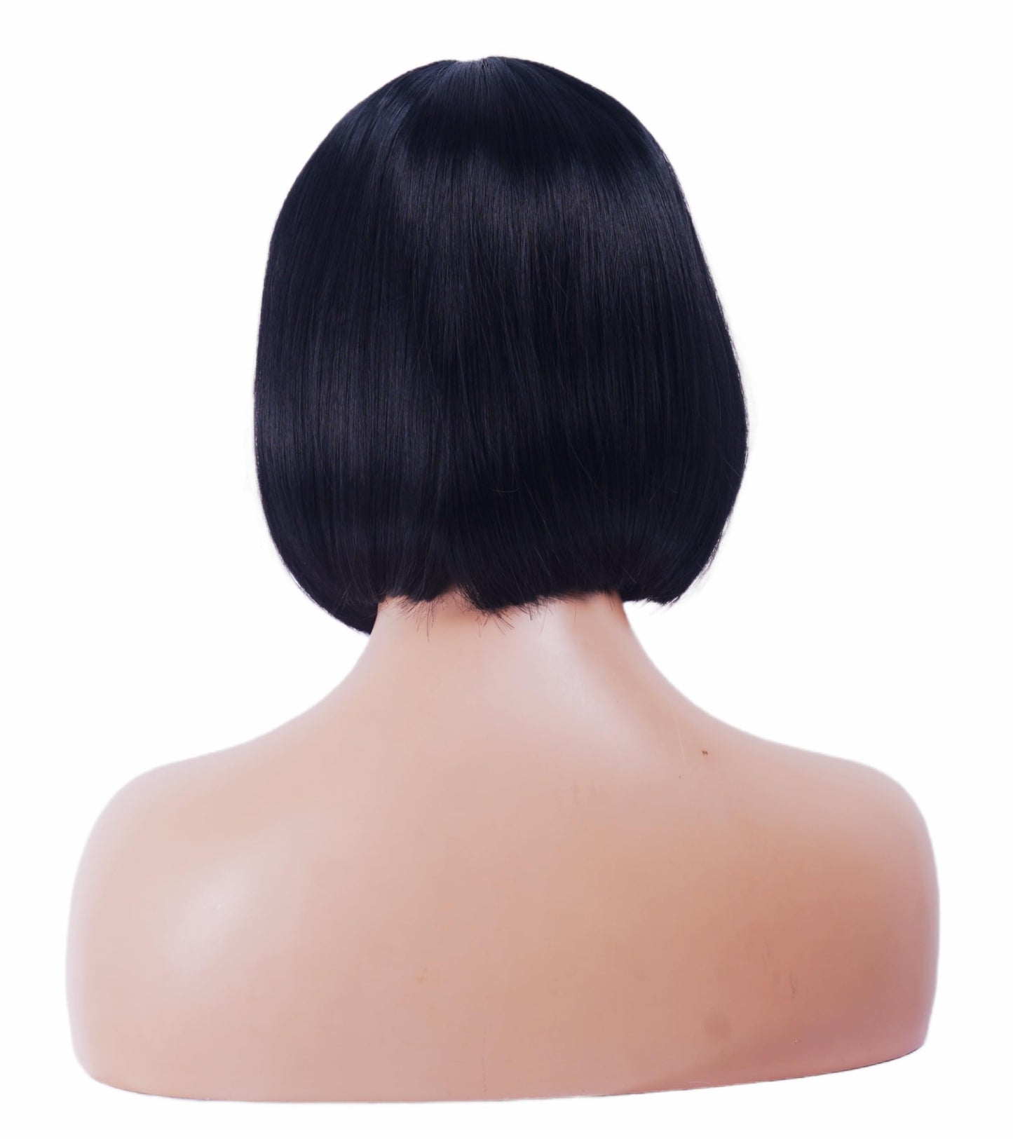 NJJYXH 14 Inches Black Lace Front Wigs for Women Short Straight Bob Wig with Middle Part Synthetic Hair for Cosplay or Daily Use