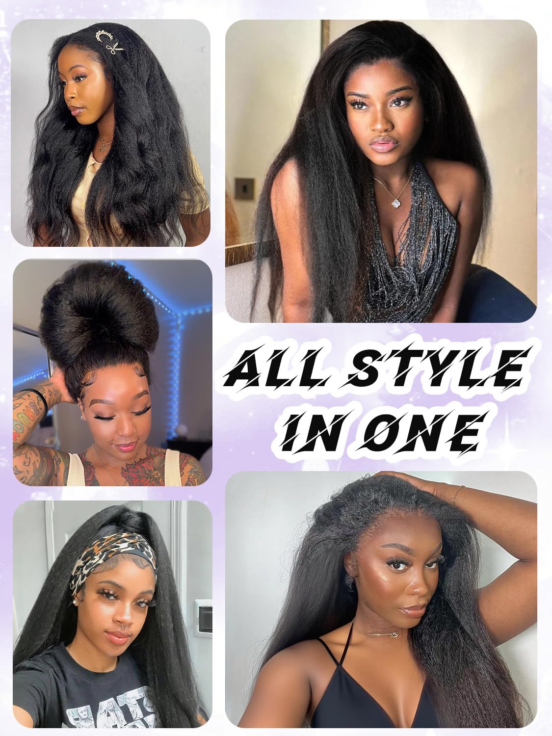 catti 3 In 1 Half Wig Kinky Straight Synthetic Hair Comfortable Fit Invisible Hairline Adjustable Drawstring Wigs for Seamless Hair Blending Ready to Go Headband Wig for Women 22 Inch