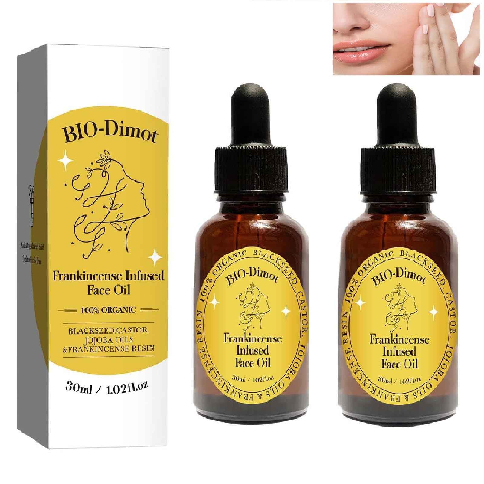 GHTPJ Frankincense Resin Oil, Natural Castor and Jojoba Oils Cold Pressed Serum Face Hydrates Anti-Aging Organic Frankincense Oil. -2Pcs