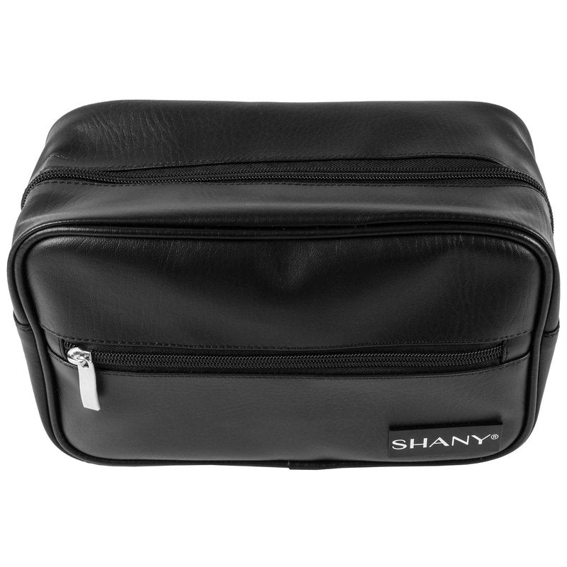 SHANY Dopp Kit and Travel Toiletry Bag – Zippered Faux Leather Grooming Organizer with 2 Internal and 1 External Pockets – Black PU, 11.000" X 8.000" X 3.000", (SH-NT1005-BK)