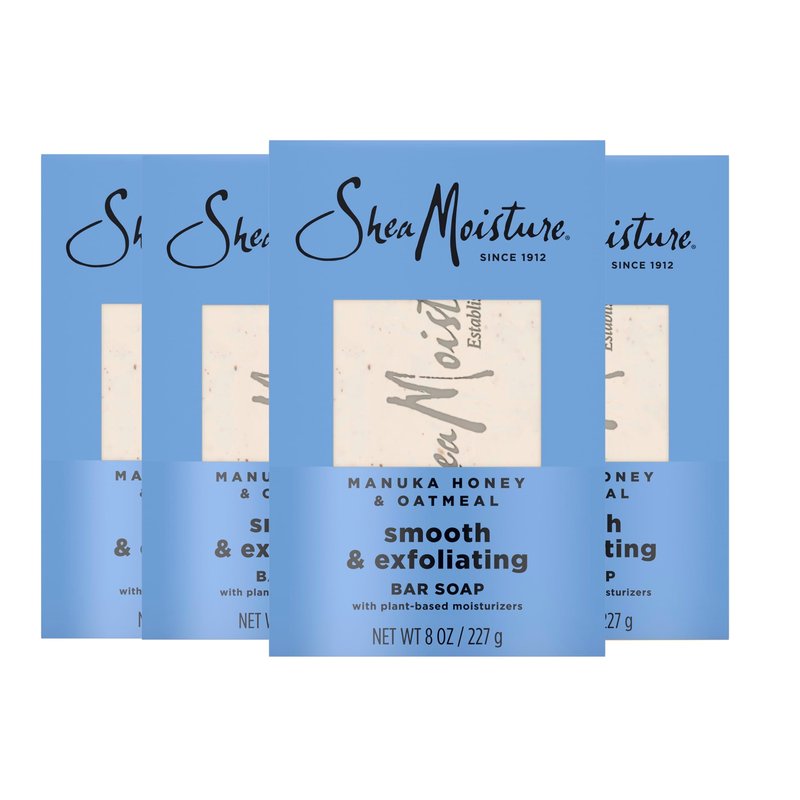 SheaMoisture Bar Soap Manuka Honey Oatmeal 4 Count Smoothing & Exfoliating Smooth and Exfoliating bar soap with 24h shea moisture nutrients for Healthy, Glowing Skin 8 oz