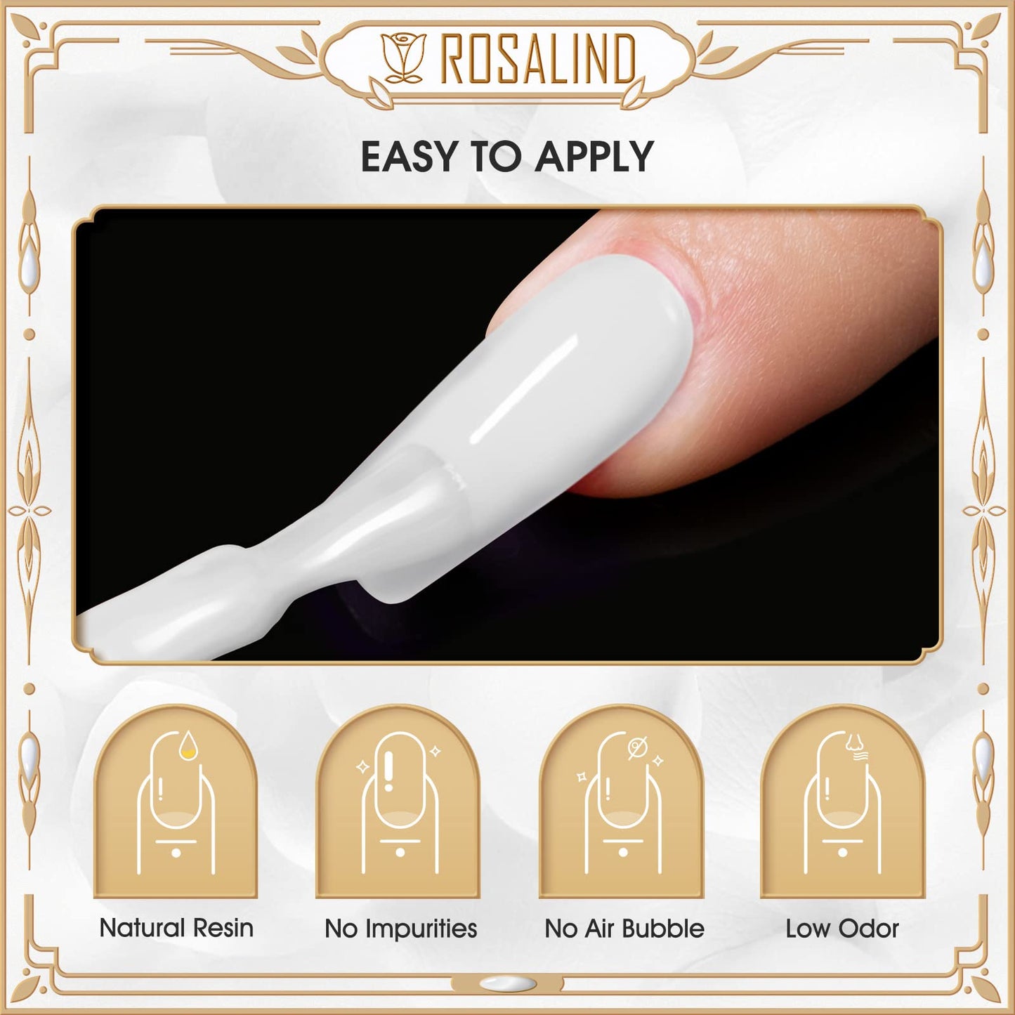 ROSALIND 2 PCS No Wipe Gel Top Coat and Base Coat Set Soak Off LED Nail Lamp Clear Base Top Gel Nail Polish Set