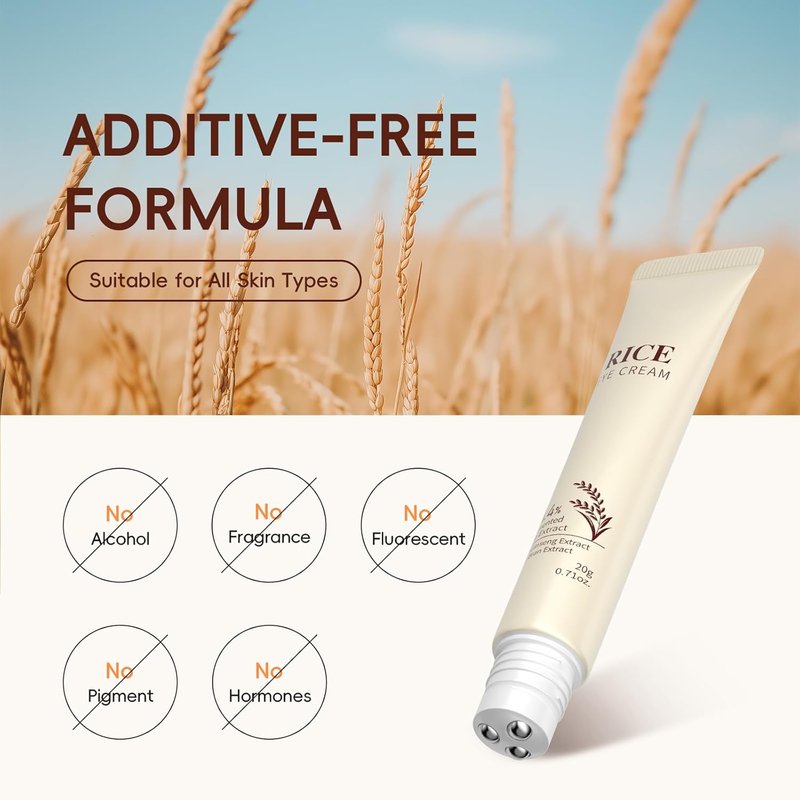 Rice Eye Cream - Moisturizing Eye Roller with Ginseng Extract | Reduces Fine Lines & Dark Circles