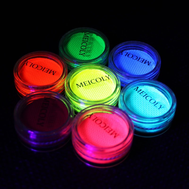 MEICOLY Water Activated Eyeliner, UV Reactive Hydra Eyeliner,7 Cakes Graphic Eye Liner for Adult and Kids, Glow Blacklight Fluorescent Neon Eyeliner for Rave Accessories for Women