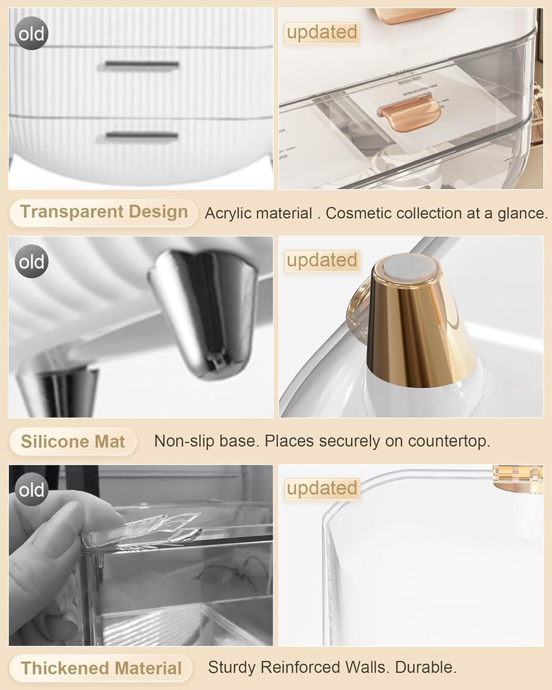 Makeup Organizer - Countertop Skincare Holder & Cosmetic Storage Box | Ideal Teen Girl Gift for Vanity & Dresser