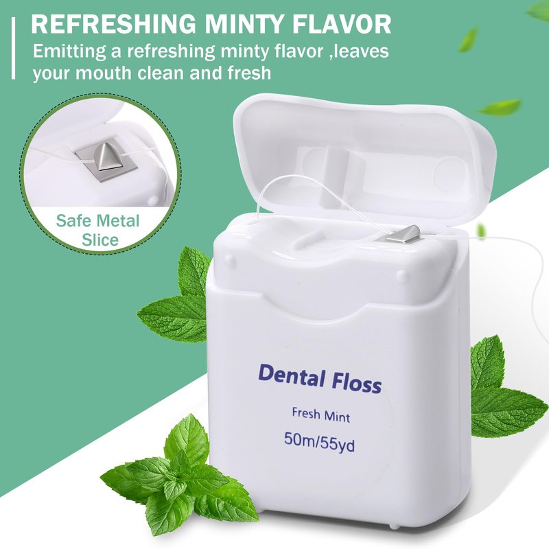 Mimorou 60 Pack Dental Floss Bulk Mint Flavored 50m Each Travel Dental Floss Oral Care for Teeth Protection(White)