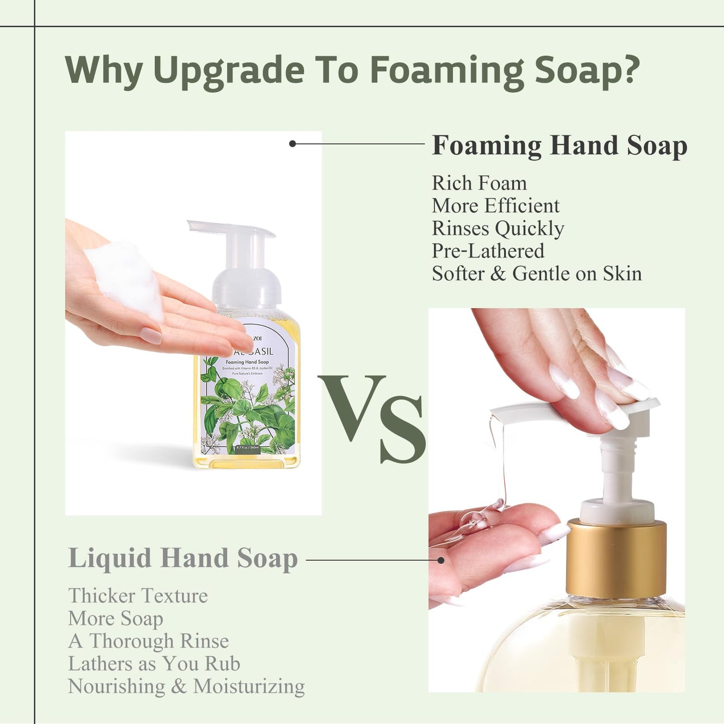 ROMIIE ZOI Foaming Hand Soap Refill Set, Basil,3 Pack,33.8 fl oz