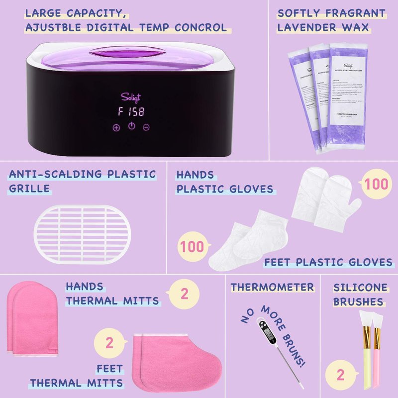Paraffin Wax Machine for Hands & Feet - 4000ml Hypoallergenic Bath for Arthritis Relief | Elegant Dark Purple Design
