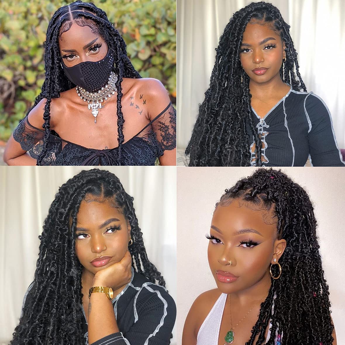 ZRQ Butterfly Locs Crochet Hair 36 Inch 6 Packs Pre Looped Distressed Locs Long Butterfly Locs Crochet Braids Most Natural Hair Extension for Black Women (36 Inch,1B)