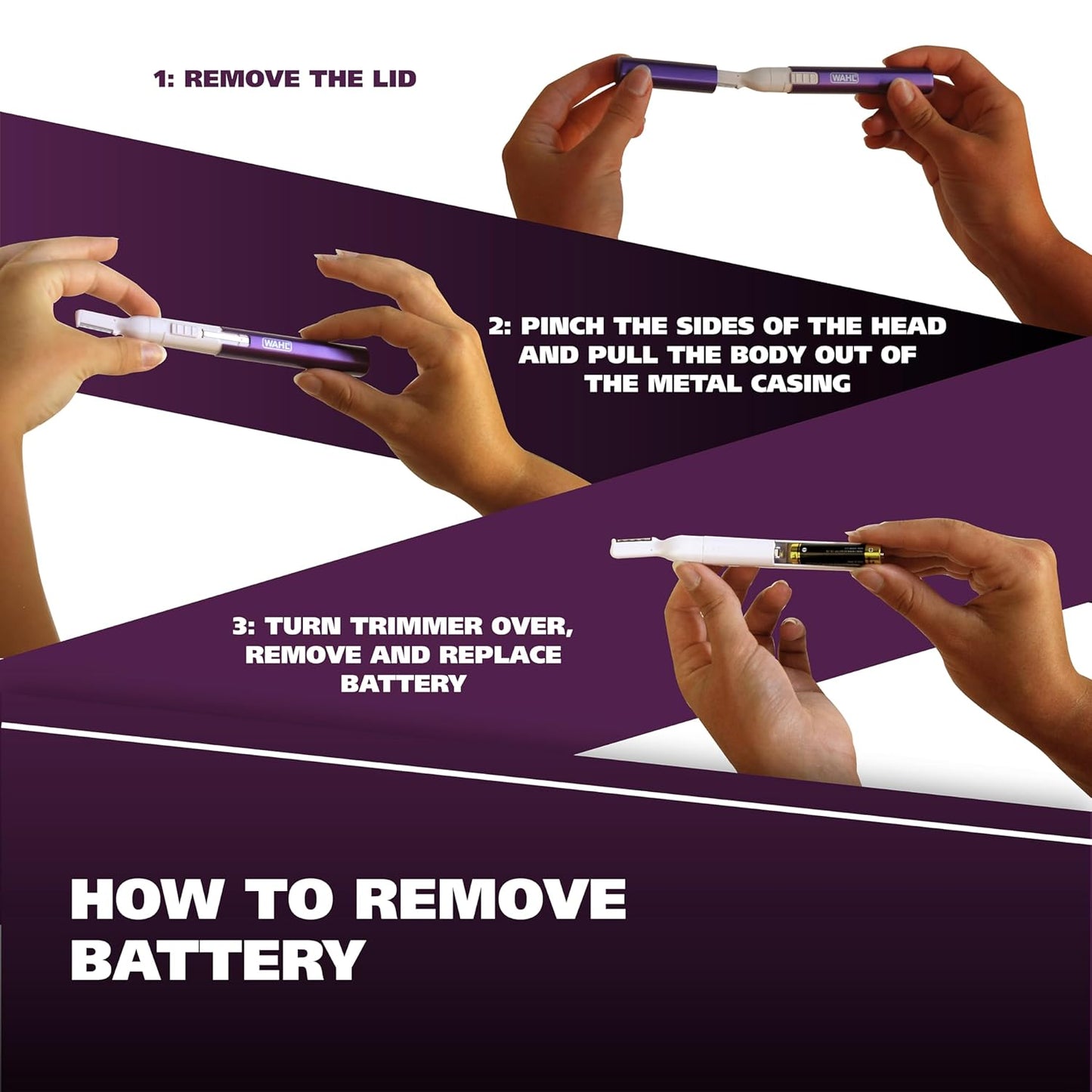 Wahl Female Battery Pen Trimmer - Rinseable Blades for Eyebrows & Facial Hair | Hygienic Grooming Model 5640-100