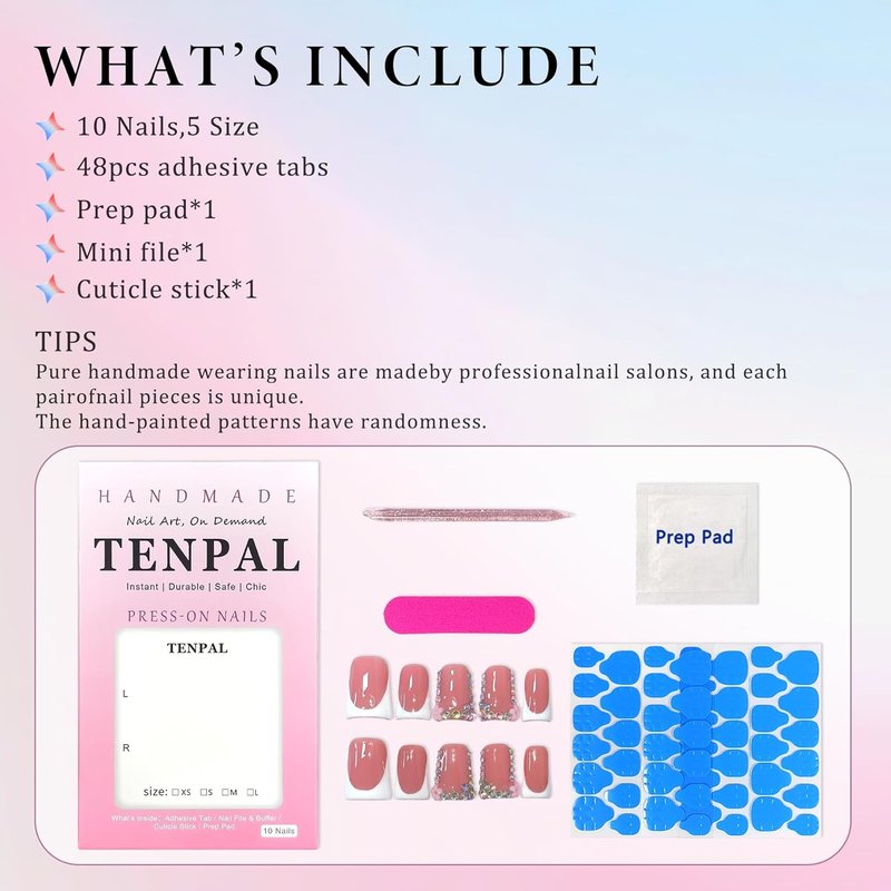 Short Coffin Duckbill Press-On Nails | White French Tip with Rhinestones & 3D Bow Designs | 10PCS Soft Gel Glue-On Nails for Elegant Daily Wear (Large)