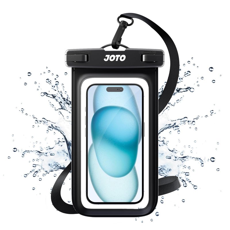 JOTO Up to 7" Universal Waterproof Phone Case for iPhone 17 Air 16 15 14 13 12 11 Plus Pro Max, IPX8 Cellphone Dry Bag XR X SE, Galaxy S23 S22 S21 S20+ S20 S10 Plus Note, Pixel -Black