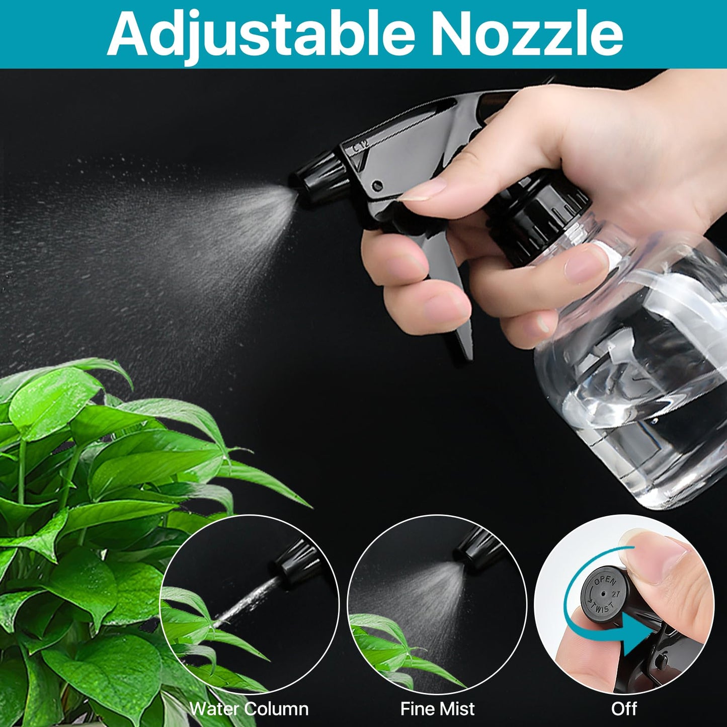 Worldity 24 Pack 8 oz Small Spray Bottle, Refillable Empty Spray Bottles with Measurement and Adjustable Nozzle, Spray Bottle for Hair, Cleaning, Plants, Kitchen, Bathroom, Salon & Home Use