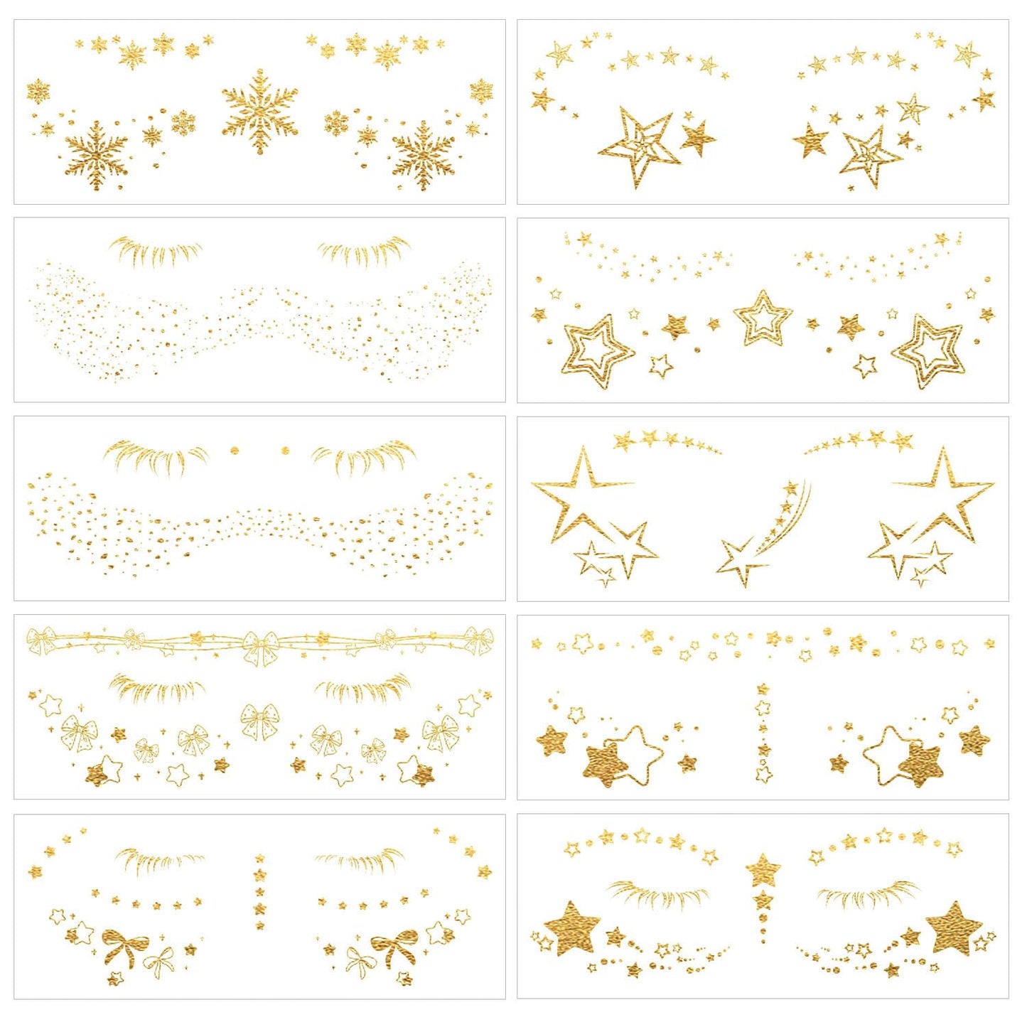 VIWIEU Glitter Face Tattoos Temporary for Women and Girls 10 Sheets, Metallic Gold Eye Makeup Star Freckle Stickers for Fairy, Princess, Halloween Costume, Christmas, NYE Festival Party Favors