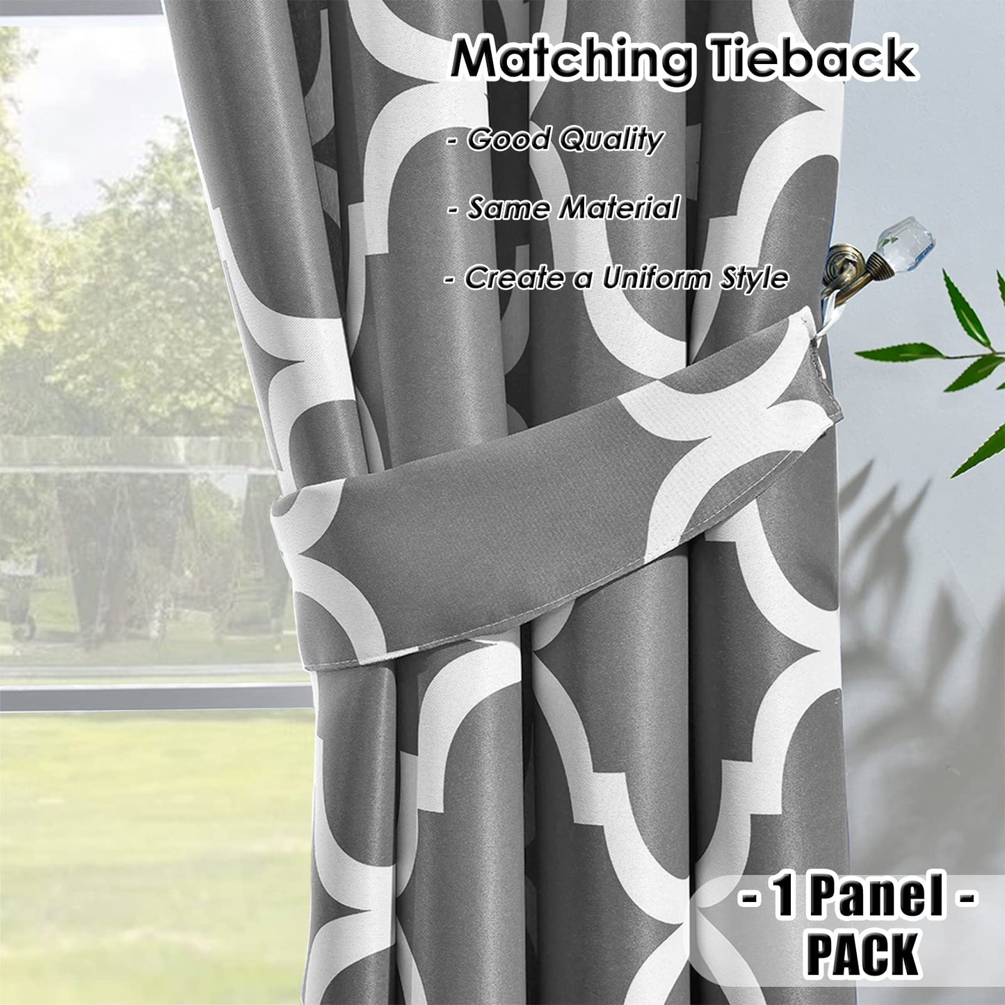 Melodieux Moroccan Fashion Room Darkening Blackout Grommet Top Curtains, 52 by 63 Inch, Grey (1 Panel)