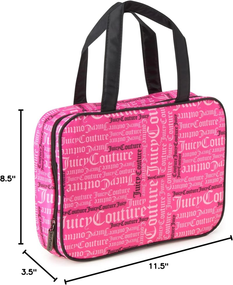 Juicy Couture Hot Pink Graffiti Makeup Bag | Travel Cosmetics Organizer for Essentials