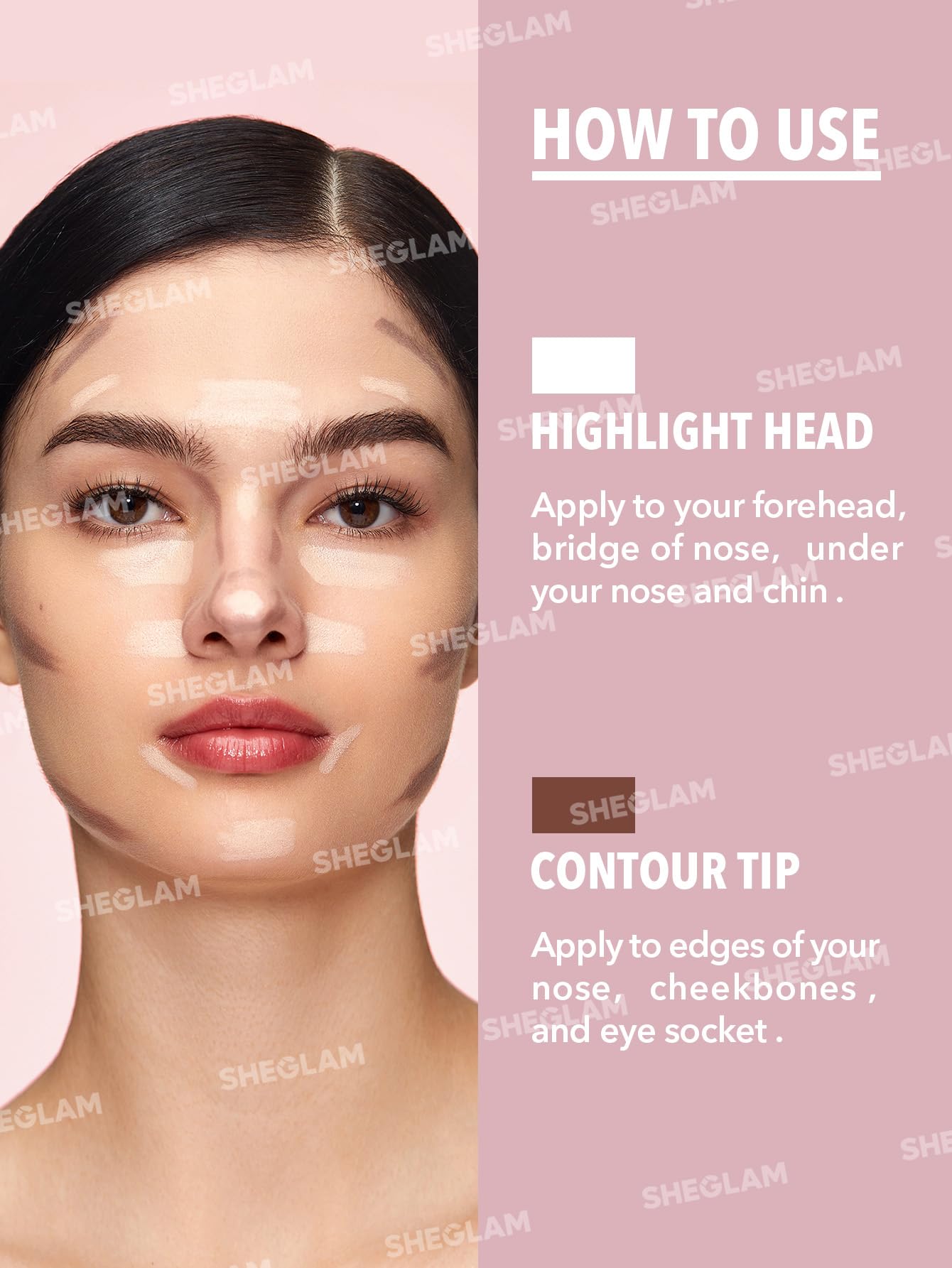 SHEGLAM Fine Line 2-In-1 Nose Contour & Highlight Pen Long Lasting Waterproof Cream Bronzer & Highlight Sticks-Chestnut