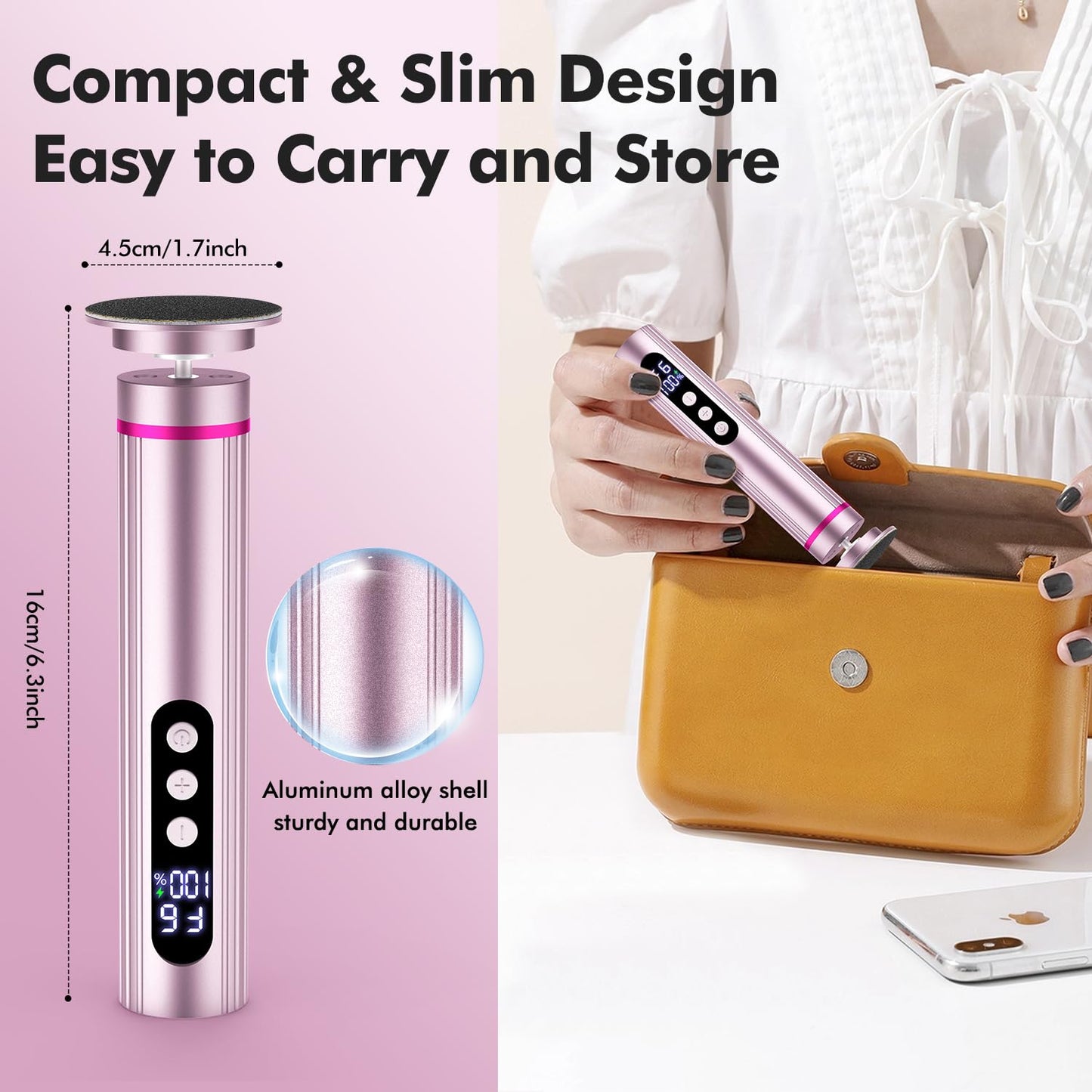 2-in-1 Electric Foot Callus Remover & Nail File, 13000 RPM Rechargeable Foot Care Tool with 9 Speed, Cordless Pedicure Device for Dead Skin & Calluses, Valentine's Day & Women's Day Gift for Her