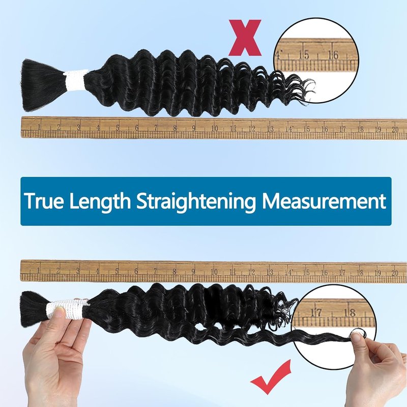 Human Braiding Hair - 18 Inch Deep Water Wave Bulk | 110g Brazilian Virgin Curly Extensions