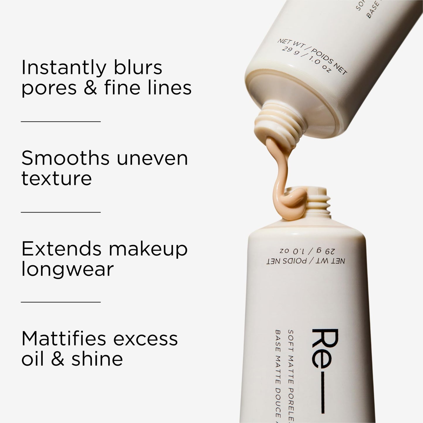 HALEYS Beauty Re-fine Soft Matte Poreless Face Primer, Lightweight Makeup Gripping Base That Extends, Blurs Pores & Smooths Face Makeup, Longwear Make Up Primer with Vitamin C & E, 1 Oz