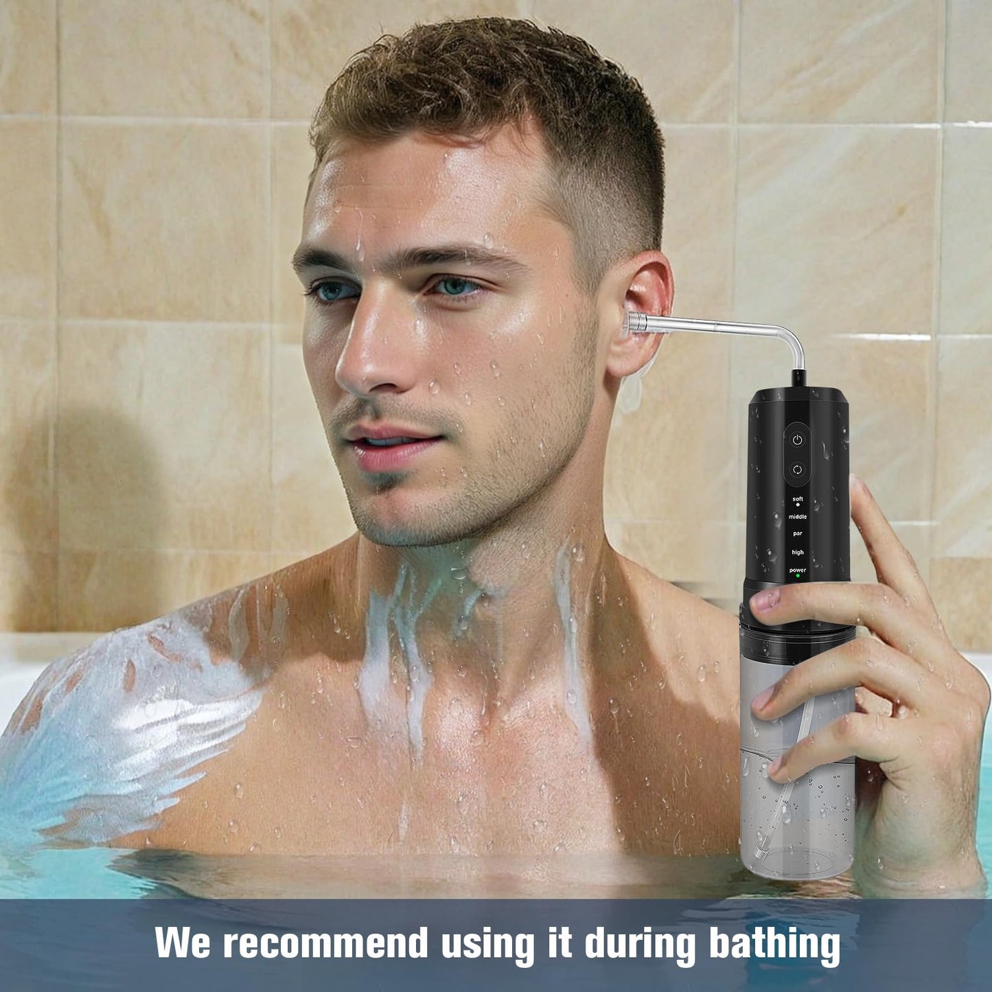Ear Wax Removal, Electric Ear Irrigation Flushing System, Water Powered Ear Cleaner with 4 Pressure Modes, 6 Reusable Replacement Tips, Safe and Effective Ear Cleaning Tool for Adults (Black)