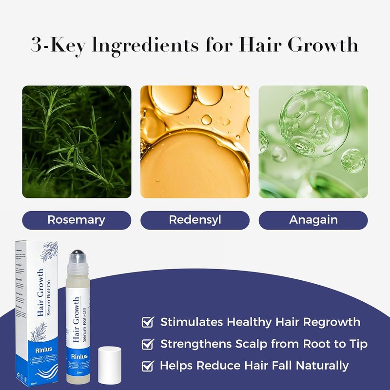 Hair Growth Serum Roll-On - 3% Rosemary & 6% Batana Oil | Fast-Absorbing Solution for Thinning Hair (2 Pcs)