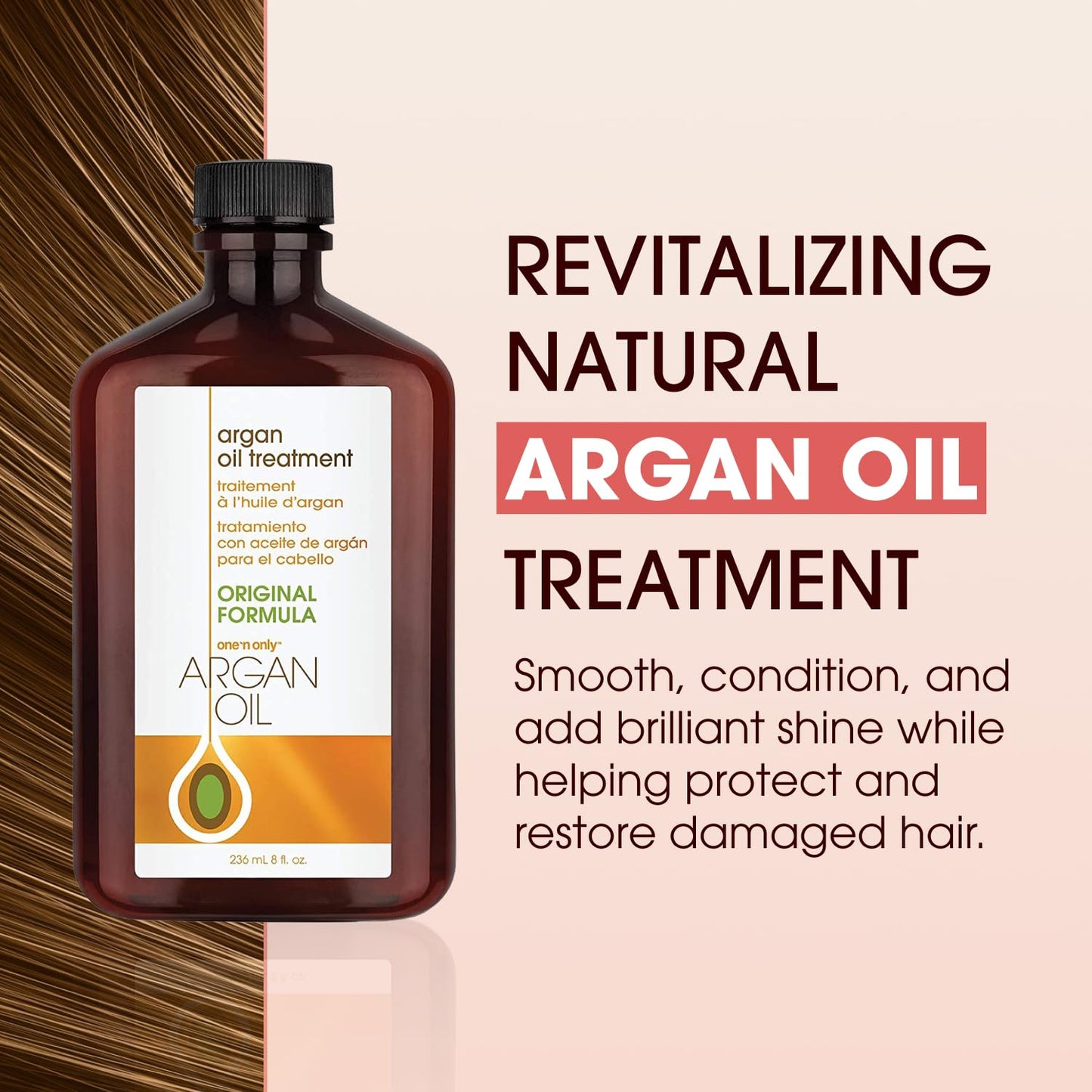 One n Only Argan Oil Hair Treatment - Lightweight & Hydrating Hair Oil for Natural, Wigs & Extensions - Shine Enhancing, Heat Protectant & Frizz Control (3.4 oz)