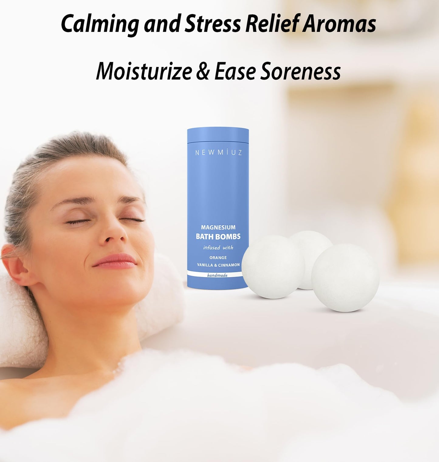 Magnesium Bath Bombs Post Workout Recovery Sore Muscles Tension Epsom Salt Luxury Bubble Bath Spa Essential Oil Infused Bath Bombs Vanilla Cinnamon Orange Perfect Stocking Stuffers Gift