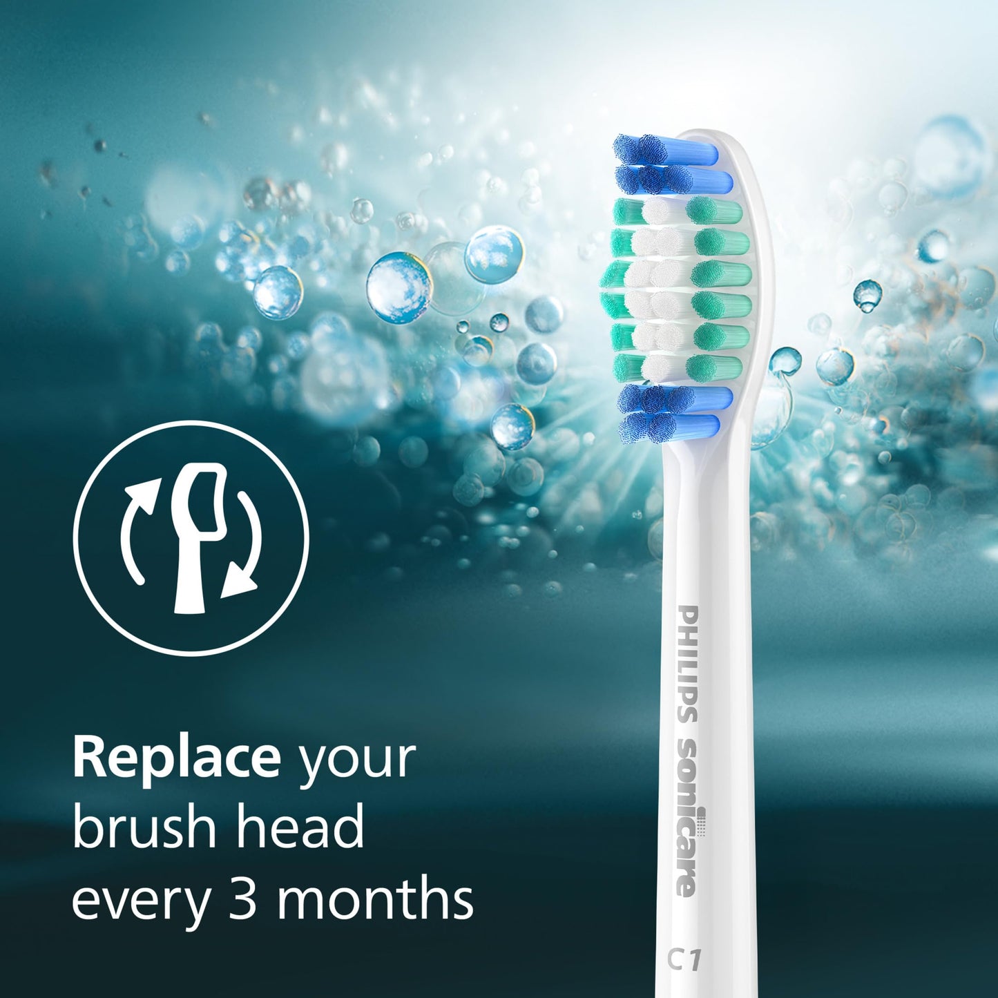 Philips Sonicare C1 SimplyClean - Genuine Replacement Electric Toothbrush Heads, White, 4 Pack One Year Supply, HX6014/65