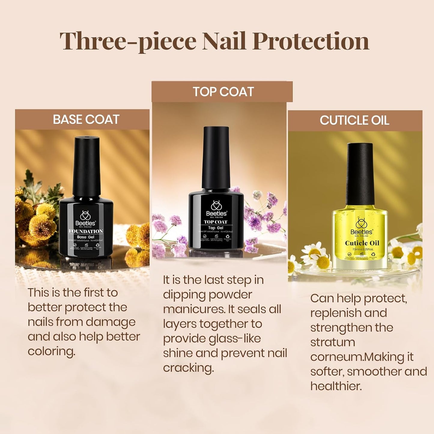 beetles Gel Polish 9 in 1 Gel Nail Glue for Clear Acrylic Nails Tips, Long Lasting Super Strong Brush Nail Glue for Fake Nails, Base Blooming Nail Gel, New Safe Formula, U V Light Cure