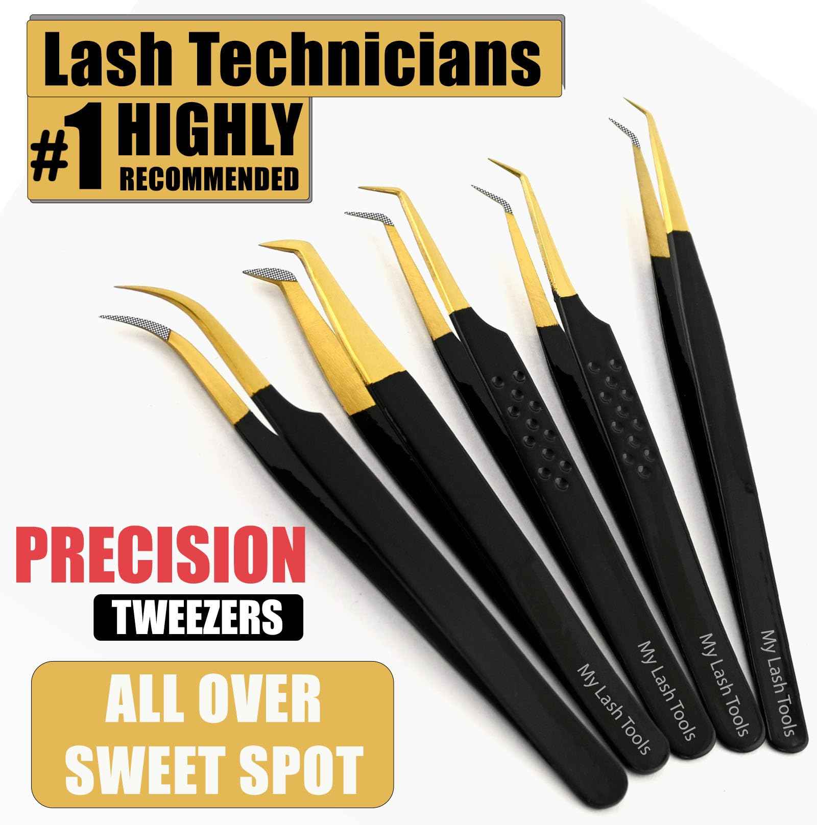5pcs Fiber Tip Lash Tweezers Set – Curved Classic, Boot Volume, 90° & 45° Angle, Isolation Tweezer for Eyelash Extensions, Precision Stainless Steel, Professional Non-Slip Application Kit