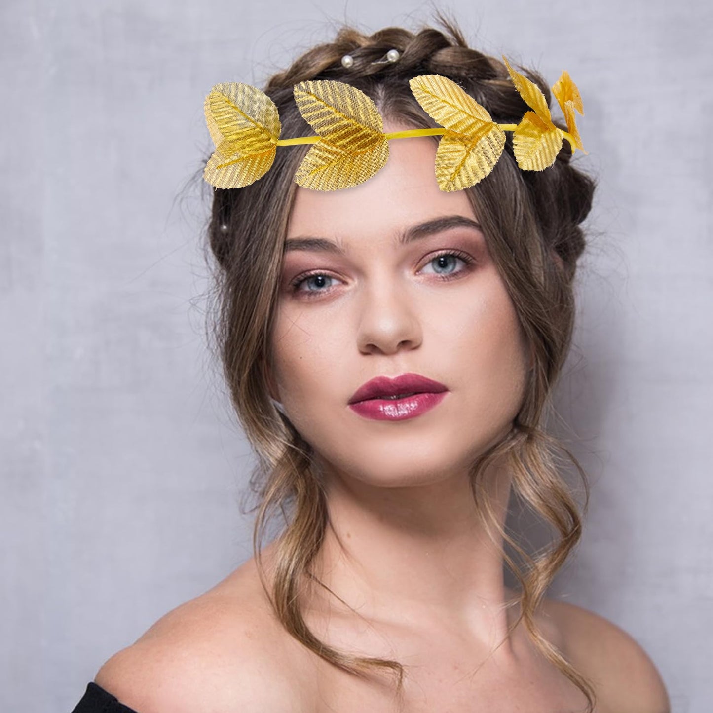 24Pcs Roman Laurel Toga Head Wreath Goddess Headpiece Circlet 7.3 Inches in Diameter Gold Leaf Crown Golden Greek Emperor Crown Toga Headwear