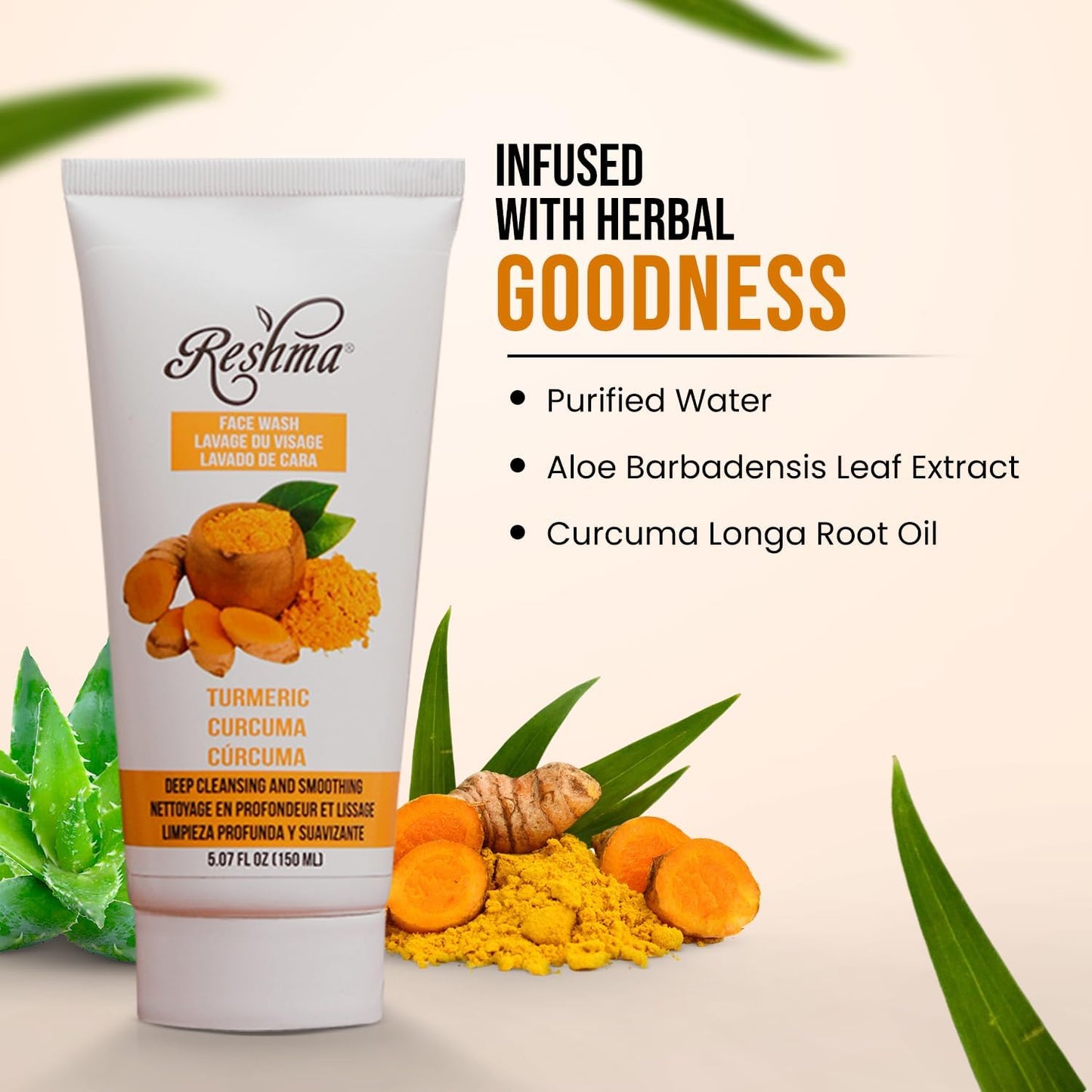 Reshma Beauty Turmeric Gold Skincare Set, Turmeric Face Wash, Turmeric Scrub, and Turmeric Lotion, Hydrating for All Skin Types, Deep Cleansing and Purifying, Cruelty-Free, Pack of 3