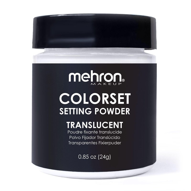 Mehron Makeup Colorset Setting Powder | Talc Free | Translucent Loose Setting Powder for Cosplay, Face & Body Paint, and Cream Makeup .85 oz (24 g) (Translucent) Made in the USA.