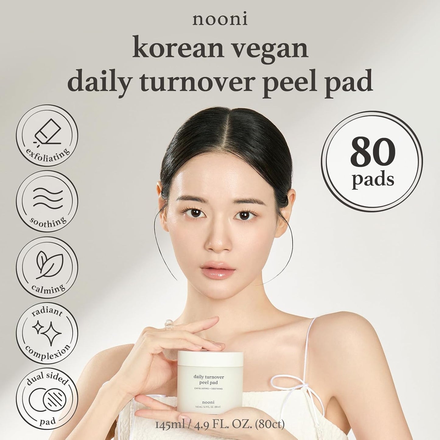 Glycolic Acid Facial Toner Pads - Exfoliating Pore Treatment, 80 Count | Korean Skincare for Glass Skin & Fine Line Reduction