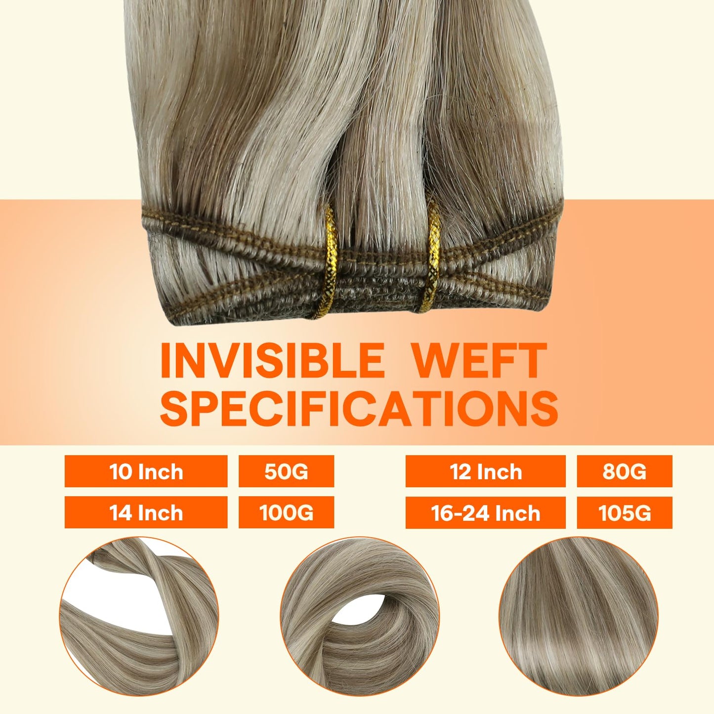 Full Shine Weft Hair Extensions 80G 12 Inch Ash Brown Blonde Remy Hair