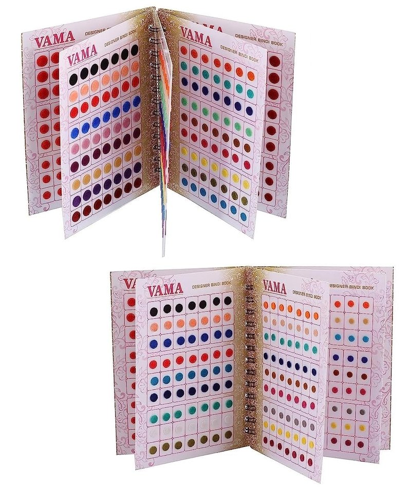 VAMA Fashions Plain Round Small Medium Bindis Book Kumkum Sticker Pottu Booklet for Girls & Women (2 Bindi Booklet 504+504 = 1008 Bindis Books) Small + Medium Multicolour