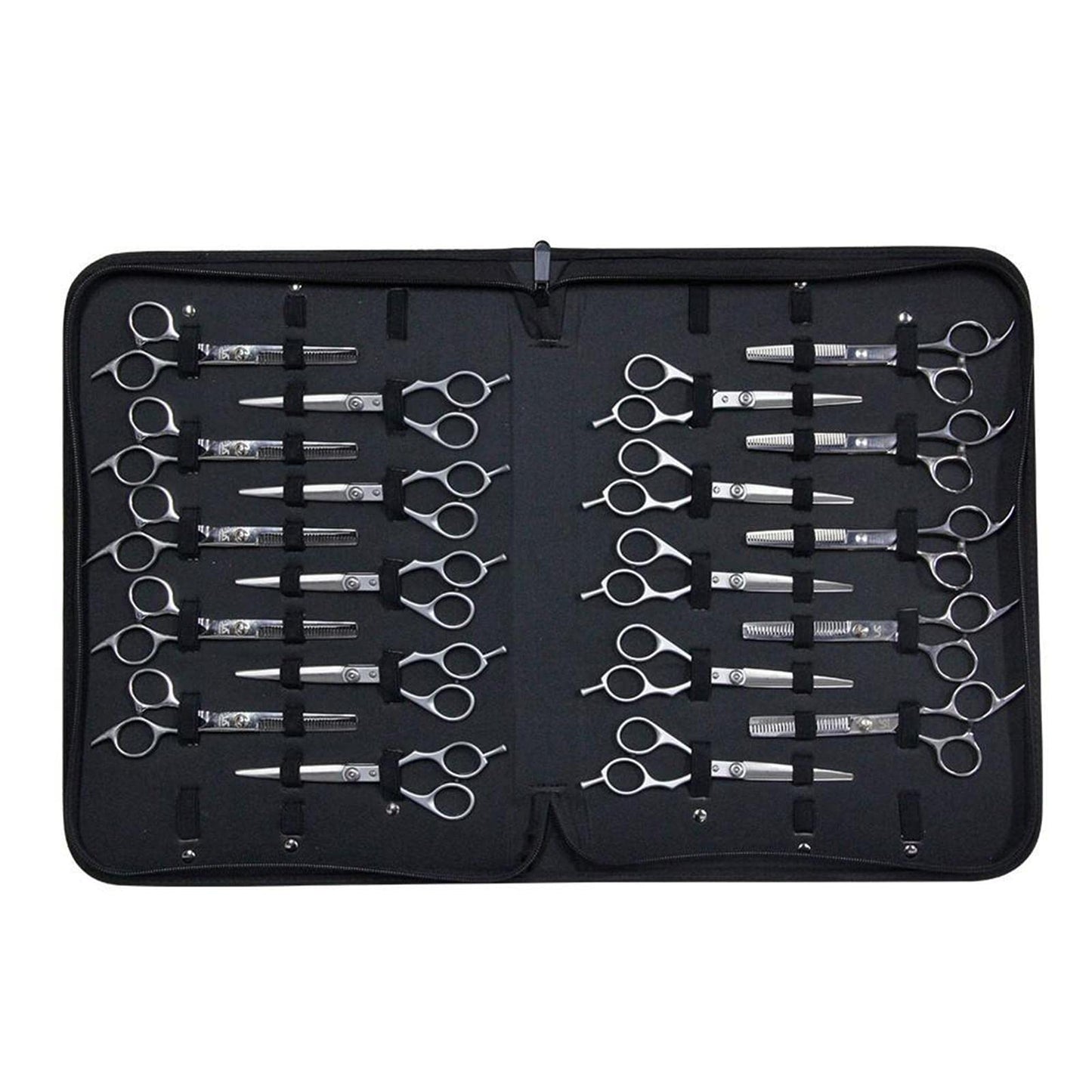 PU Leather Hair Scissors Case Pouch – Holds 24 Shears, Large Capacity Barber Organizer Bag, Durable Portable for Hairdresser Stylist – 15.35 x 11.02 x 1.96 Inch