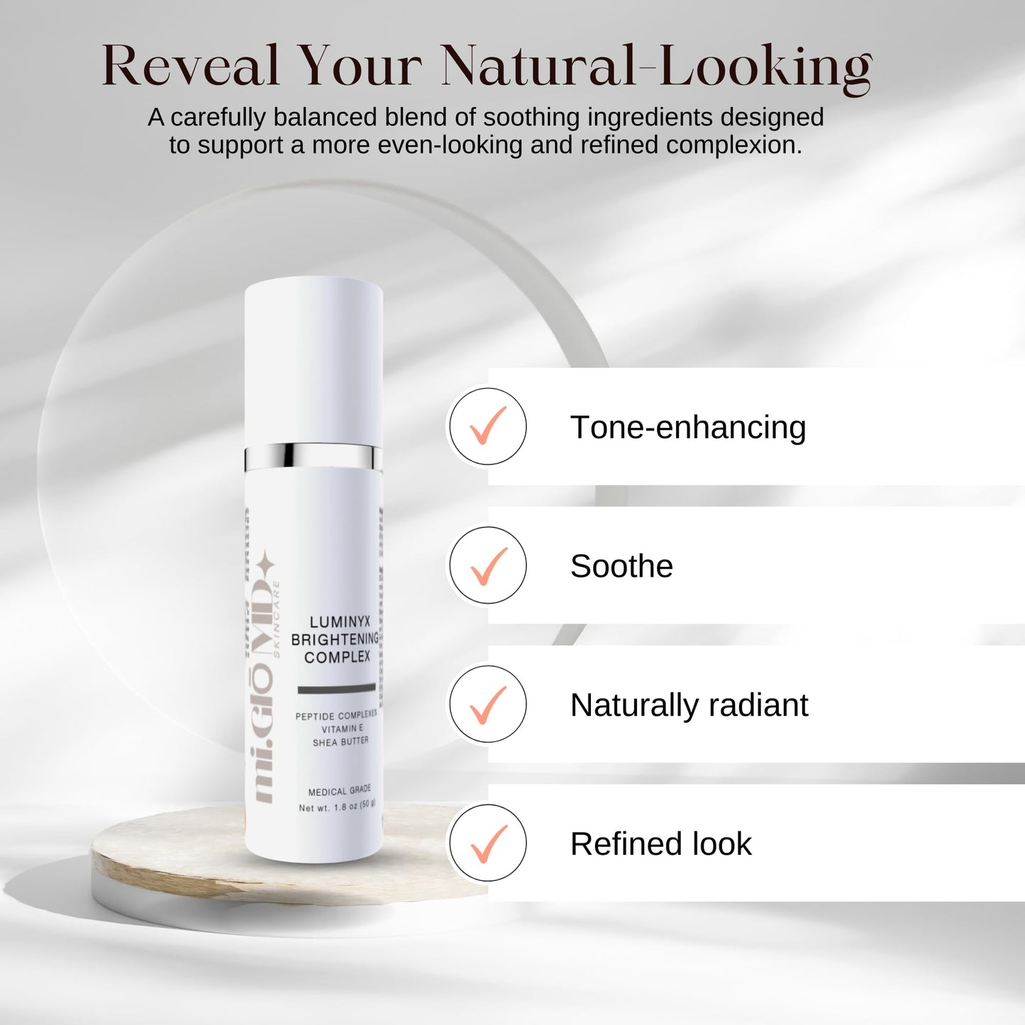 mi.Glo Skincare Luminyx Serum 1.8 oz – Vitamin E Face Serum with Niacinamide, Bakuchiol & Peptides | Beauty Face Care for Smooth-Looking Skin | Korean Skin Care Inspired