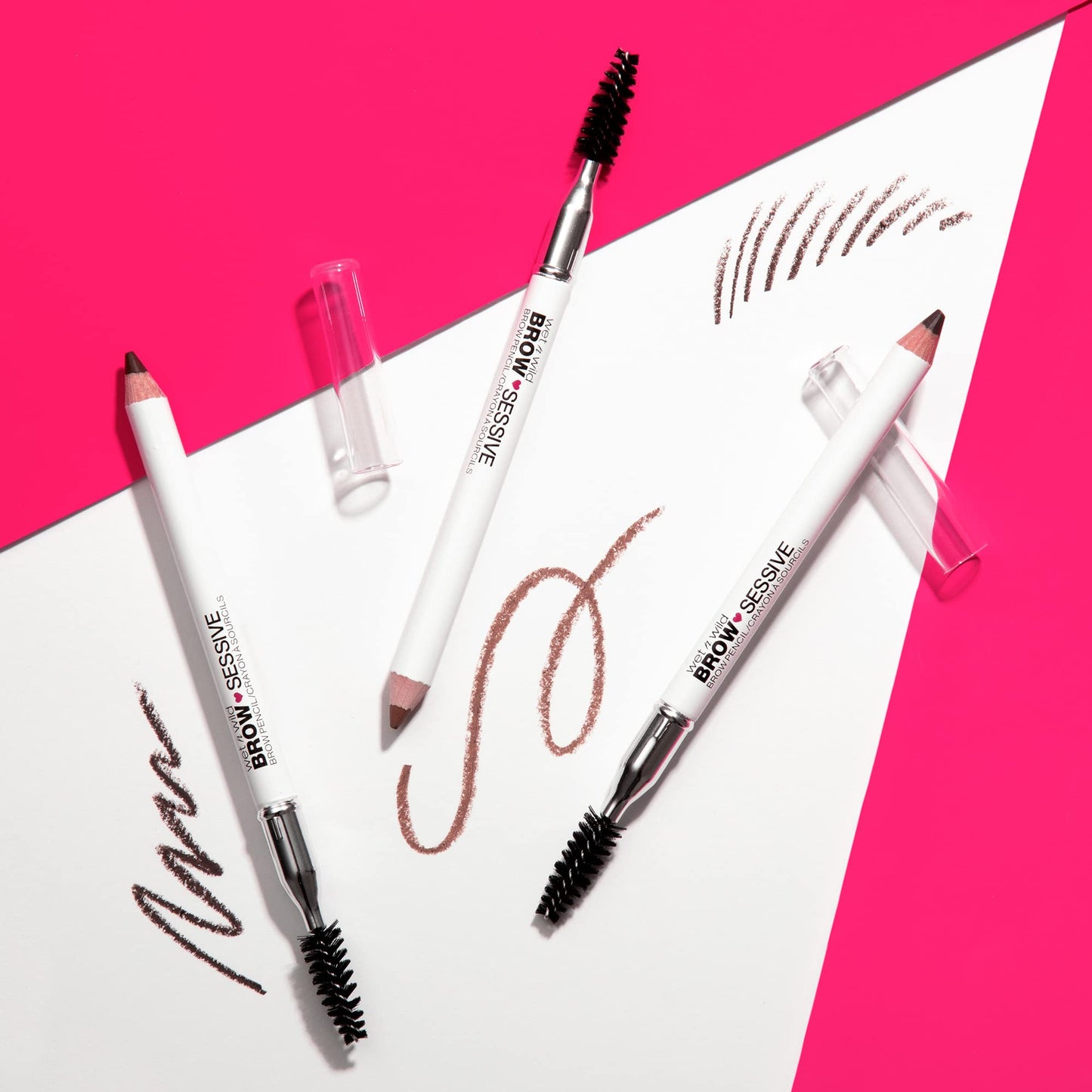 wet n wild Brow-Sessive Brow Pencil, Ultra-Precise Dual Ended Spoolie Brush for Perfect Buildable Blendable Shaping, Natural Lasting Shades for Every Brow, Cruelty-Free & Vegan- Medium Brown(Packaged)
